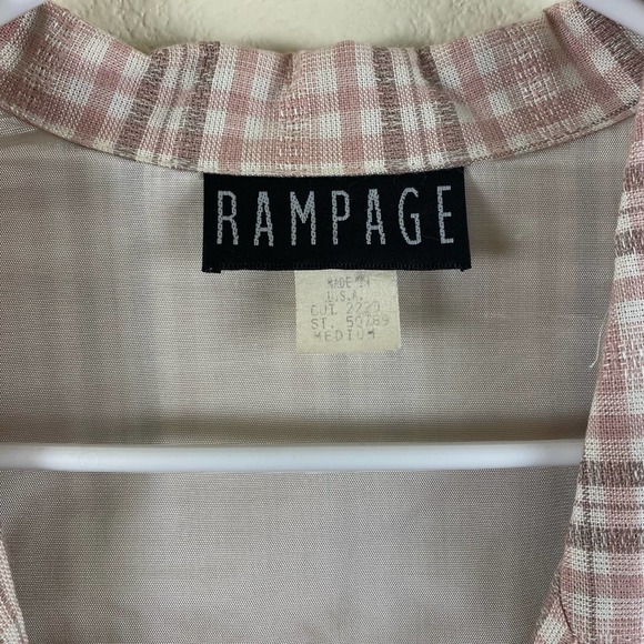 Vintage Rampage Pink Rayon Plaid Oversized Blazer - Picture 10 of 12